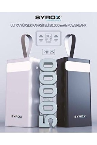 Syrox PB125 50000 Mah Led Göstergeli Fenerli Powerbank