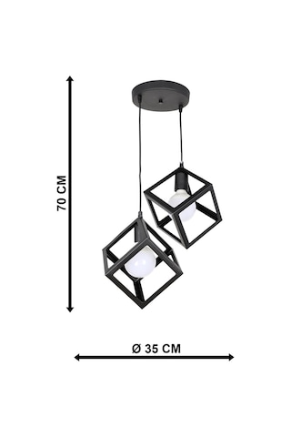 Küp 2.Li Siyah Avize