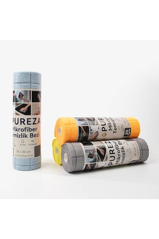 Pureza Turuncu Rulo Mikrofiber Temizlik Bezi 30x30 Cm 20'li- Mutfak, Banyo, Cam Ve Araba Için Turuncu
