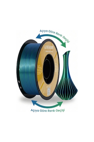 Çift Renkli Silk Pla Mavi & Yeşil Okyanus Ve Doğa Tonu - 1.75mm 1kg - Açıya Göre Renk Değiştirir.