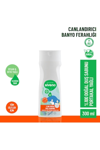 Siveno %100 Doğal Duş Sabunu Portakal Kokulu Canlandırıcı Duş Jeli 6 Değerli Bitki Vegan 300 ML