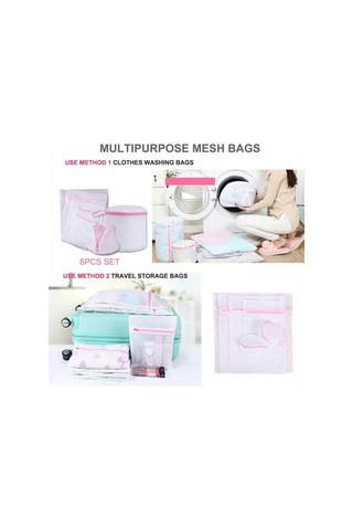 Besthome1 6'lı İnce Kıyafet Torba Seti - Ağızlı Korumalı Torbalar S-m-l-xl+2 Bar Pembe Pembe