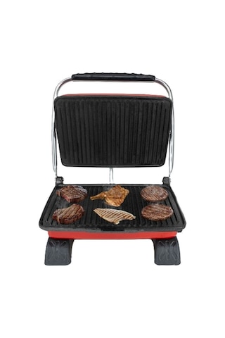 Dökümix Demir Döküm Tost Makinesi Kırmızı + Tel Fırça
