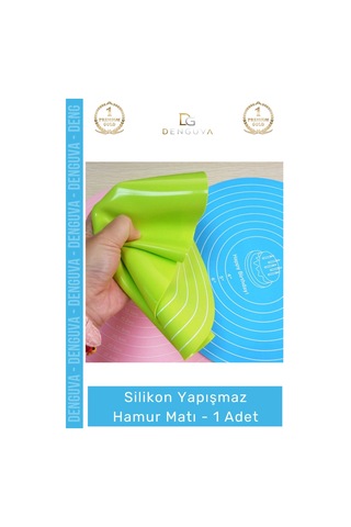 Hamurmatı Gıda Sınıfı Profesyonel Mutfak Tipi Hamur Açma Ölçülü Silikon Yapışmaz Hamur Matı - 1 Ade Çok Renkli