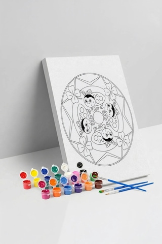 Uğur Böceği Desenli Mandala Ahşap Boyama Seti 40x50 Cm