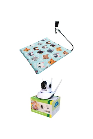 Evcil Hayvan İzleme Güvenlik Kamerası Ve Kedi Köpek Isıtıcı Minder Set 45cmx45cmx5cm
