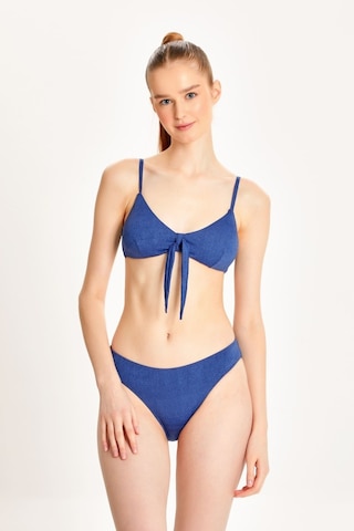 Too Salty Swimwear Kadın Mavi Kot Görünümlü Önden Bağlama Detaylı Fiyonklu Geniş Üçgen Bikini Takımı 24s119st Renkli