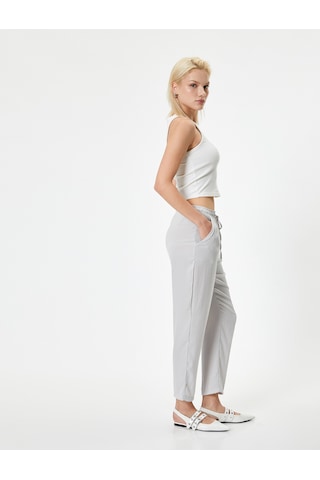 Koton Crop Paça Pantolon Beli Bağlamalı Cepli Gri 4sak40112pw Gri