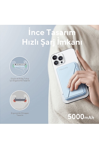 Voltme Magpak 5000mah Magsafe Kablosuz 22.5w Taşınabilir Şarj Cihazı Mavi Mavi
