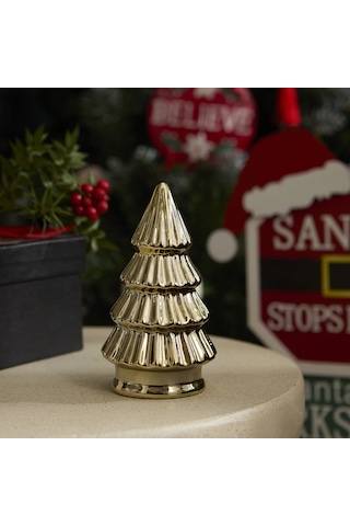 Karaca Home New Year Yılbaşı Christmas Tree Dekoratif Obje Gold 6,8 X 6,8 X 12,3 Cm
