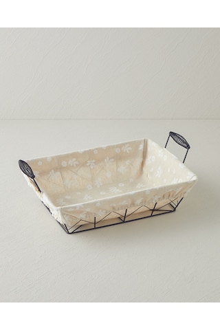 Woven Metal Ekmek Sepeti 30x23x8,5 Cm Krem