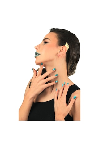 Kadın Mat Altın Renk Kaplama Sol Kulak Geçirmeli Model Yaprak Formlu Ear Cuff Küpe Altın