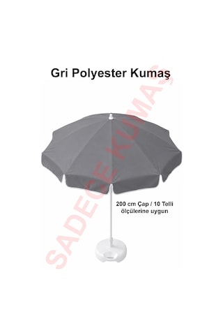Gri Polyester Kumaş, 200 Cm / 10 Telli Plaj Şemsiyesi Uyumlu