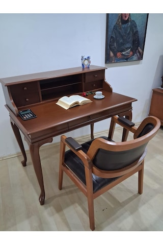 Çalışma Masa 90660 Klasik Takım Dilimli Sandaly Lüks Klasik Ceviz Renk Model Kahverengi