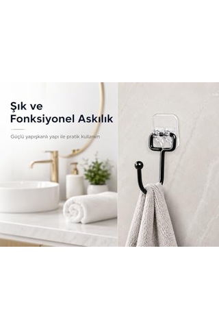 Siyah Güçlü Yapışkanlı Kancalar - 3 Adet 12 Izgara