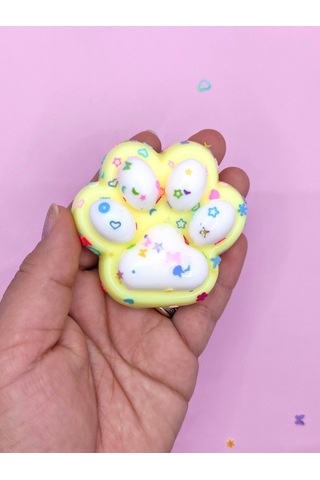 Pati Taba Squishy Kedi Pati Sıkma 7 Cm Pullu Pati Sukuşi - Sarı