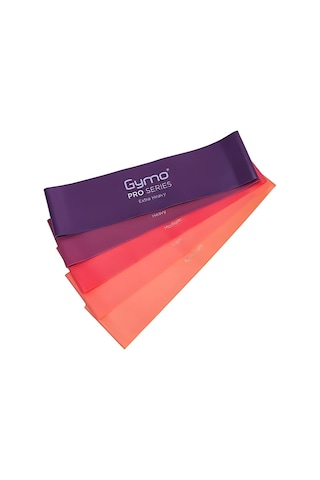Gymo Pro Series Çantalı Direnç Bandı Fitness Pilates Esnetme Lastiği 5'li Set Mor 7.5 Cm Çok Renkli