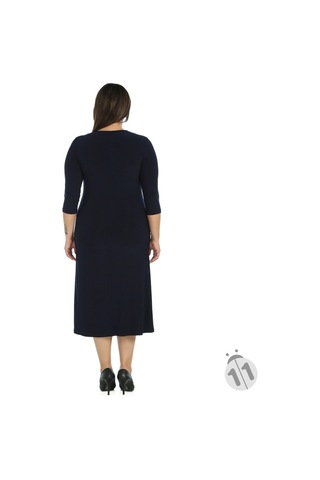 4089L-Nidya Moda Büyük Beden Tül Kombin Sandy Elbise Lacivert