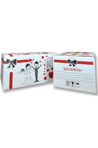 İsim Etiketiyle Beraber - 60x38x30 Sağlam İsim Kutucuklu Baskılı Gelin Çeyiz Kolisi Çift Oluklu 3 Adet Diğer