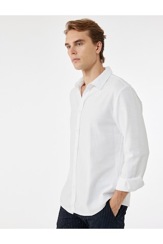 Koton Pamuklu Uzun Kollu Klasik Yaka Slim Fit Gömlek Beyaz 6wam60161hw Beyaz