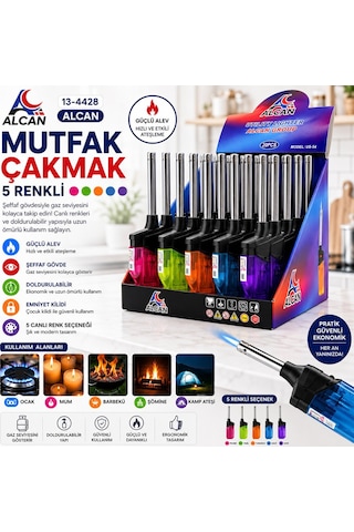 Alcan Us-54 Izgaralı Rüzgâr Mutfak Ocak Çakmağı - Renkli Doldurulabilir- 20'li Paket Diğer