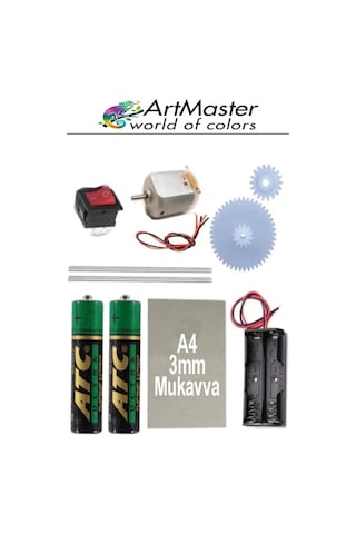 Oyuncak Araba Yapım Seti 1 Paket Okul Deney Dc Motor Çark Dişli Plastik Tekerlek 2 Adet Metal Şaft Proje Deney Seti