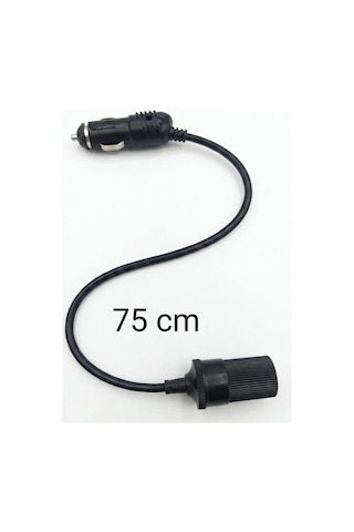 Araç Çakmaklık Uzatma Kablosu 12-24 Volt 10 Amper 2 X1 Mm Ttr Bakır 75cm-siyah