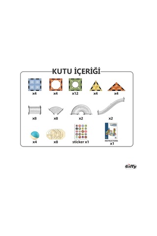 Giffy/manyetik Oyuncak Manyetik Blok Seti Stem Oyuncak 60 Parça -magic Magnetic Blocks