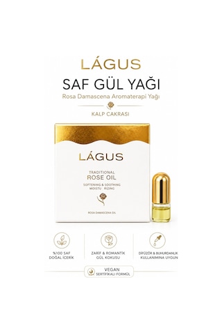 Lágus Saf Gül Yağı Rosa Damascena Aromaterapi Yağı Kalp Çakrası 20 ML