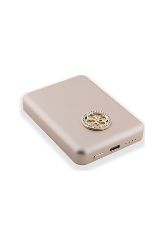 Guess Lisanslı Magsafe Şarj Özellikli Taşlı 4g Logolu Powerbank 3000mah 5w Gold