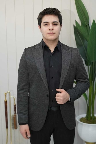 Bys Beystil Sivri Yaka Siyah Ceket Dubai - Slim Fit