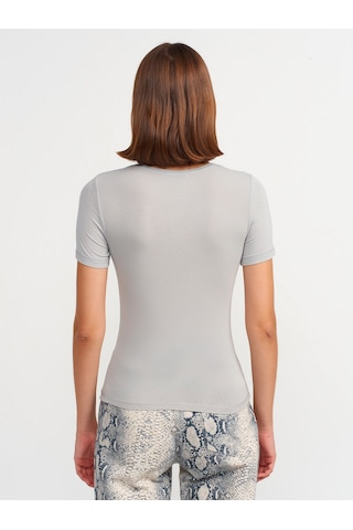 Dilvin Bisiklet Yaka Basic T-shirt Gri Açık Gri