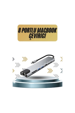 8 Portlu Macbook Çevirici Type C Hub Sd Tf Usb Çoğaltıcı Ethernet Diğer