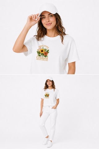 Bayloranzzo Perhaps %100 Pamuk Heavy Cotton Premium Kalite Kadın Tişört Beyaz