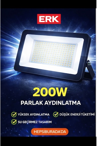 200 Watt,i 16000 Lm Çok Kaliteli, 6500k Beyaz Işık, Elektrikle Çalışır İç - Dış Mekan Led Projektör Soğuk Beyaz