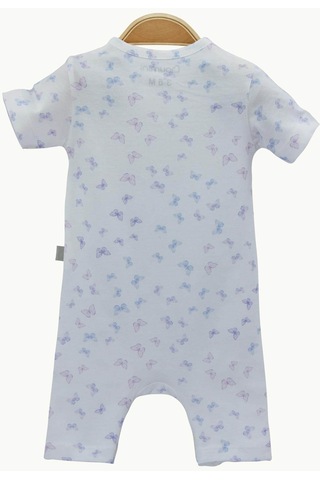 Bebek Şort Tulumu Kelebekler Kısa Kollu Doğal Kumaş Pamuklu Tulum - Lila