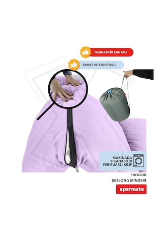 Xpermate Pofuduk Şezlong Minderi 60x180x12cm Su İtici, Lila