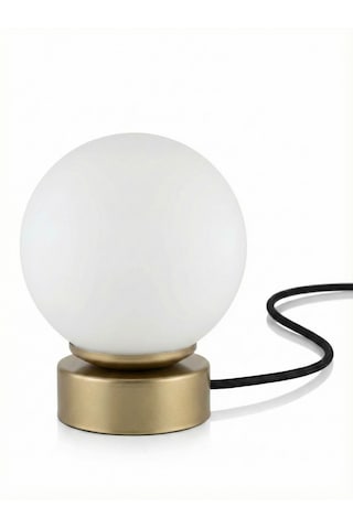 Mono Eskitme Metal Beyaz Cam Küre Masa Lambası Elektrikli Sıcak Işık, Komodin & Salon Aydınlatması Eskitme