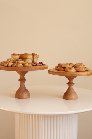 2 Li 25/14 Cm Mummy Ve 29/17 Cm Mummy Ahşap Pasta Sunum Servis T.