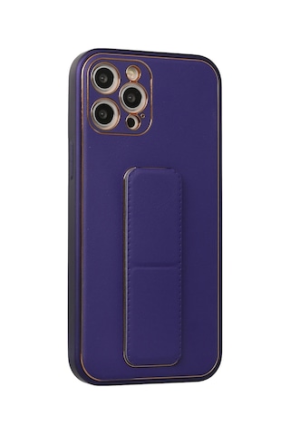 Newface - 182 - Apple iPhone Uyumlu 12 Pro Max Kılıf Coco Deri Standlı Kapak - Csmo-tex - - Mor