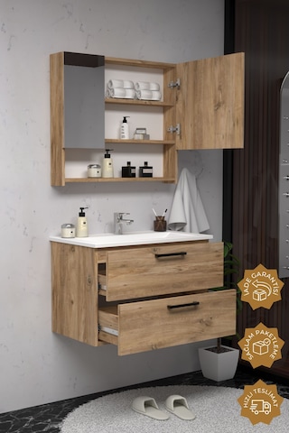 Teta Home Batum 65 Cm Mdf Banyo Dolabı Seti Atlantik Çam Atlantik Çam
