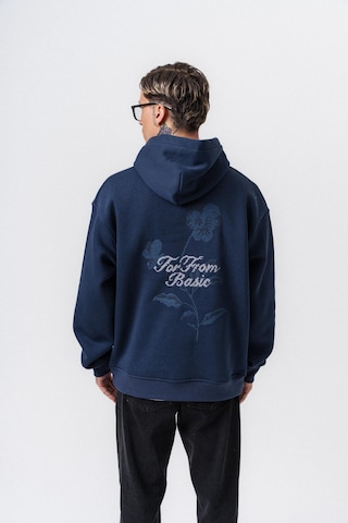 Respire Erkek Far From Basic Nakışlı Kapüşonlu Oversize Hoodie Lacivert