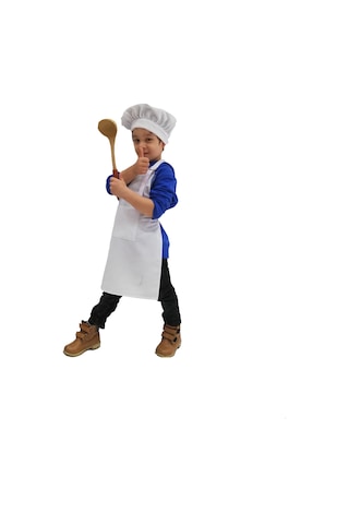 Çocuk Mutfak Önlüğü Şapkalı Beyaz