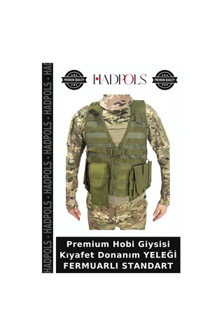 Hadpols Premium Hobi Giysisi Kıyafet Donanım Yeleği Fermuarlı Standart Haki