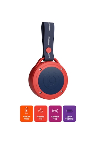 Polosmart Pbs168 Bluetooth 5.1 Hoparlör 3w Type-c Şarjlı Taşınabilir 400 Mah Speaker Kırmızı