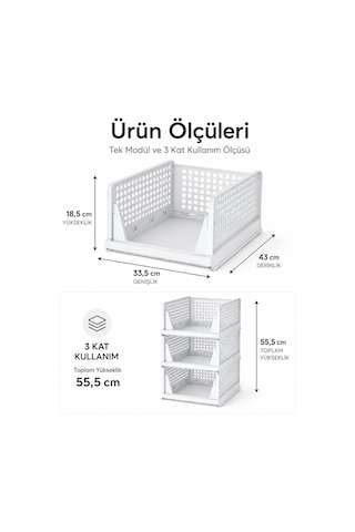 3 Katlı Portatif Kayar Raf Organizer - Çok Amaçlı Diğer
