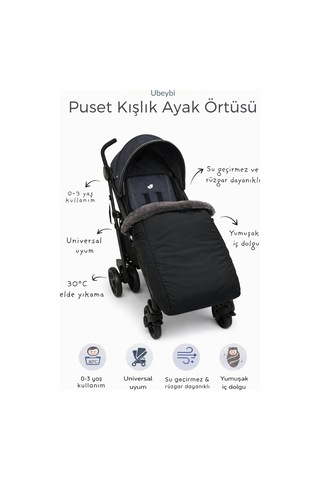 Universal Kışlık Puset Ayak Örtüsü - Su Geçirmez Rüzgar Dayanıklı Sıcak Polar Bebek Arabası Footmuff 0-3 Yaş Siyah