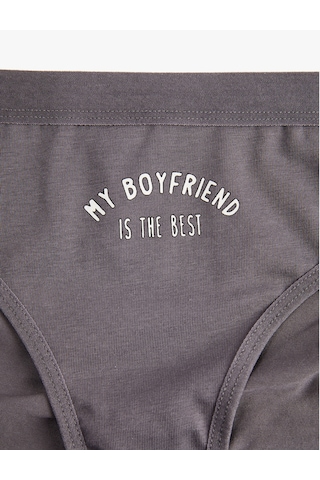 Koton Pamuklu Rahat Kalıp Baskılı Brief Külot Gri 6wlk30008mk Gri