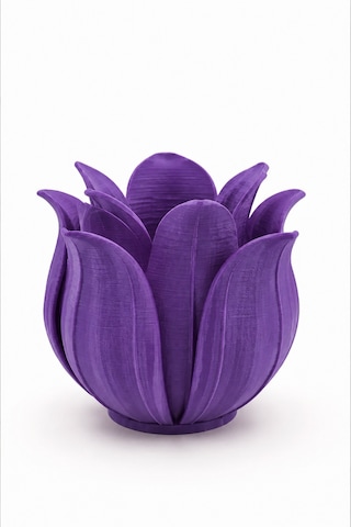 Northcity 3d Baskı Lotus Yapraklı Vazo - Dekoratif Çiçeklik-mor