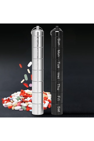 Likeable Metal Hap Kutusu Düzenleyici, 7 Gün Hap Düzenleyici, Anahtarlık Tutucu 2 Adet